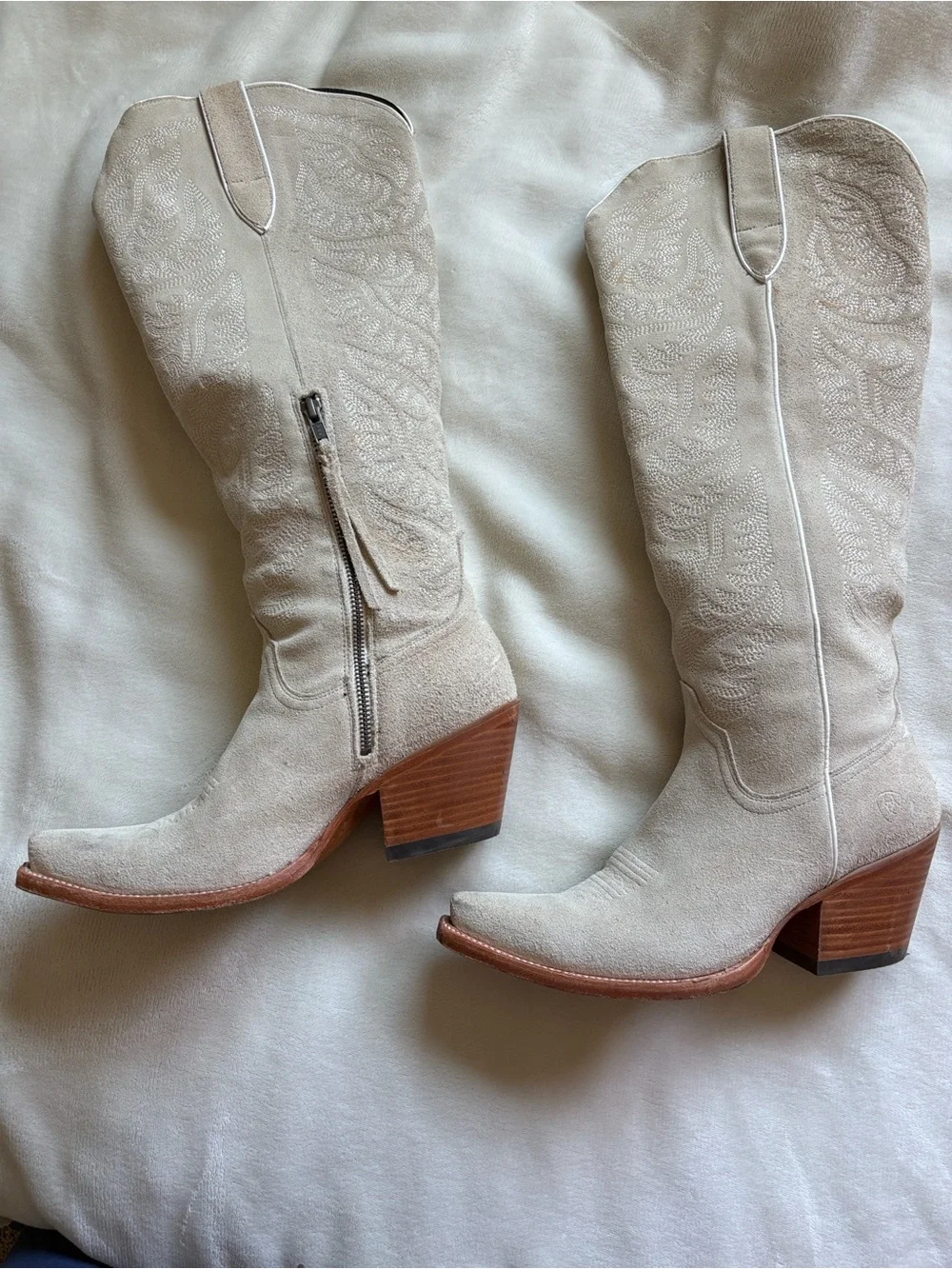 Women's Ariat Beige Suede Western Knee-High Boots